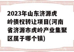 2023年山东济源虎岭债权转让项目(河南省济源市虎岭产业集聚区属于哪个镇)