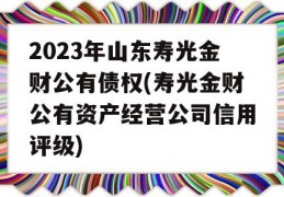 2023年山东寿光金财公有债权(寿光金财公有资产经营公司信用评级)