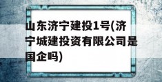 山东济宁建投1号(济宁城建投资有限公司是国企吗)