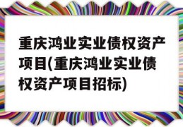 重庆鸿业实业债权资产项目(重庆鸿业实业债权资产项目招标)