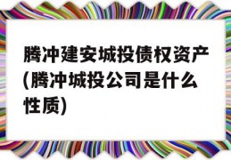 腾冲建安城投债权资产(腾冲城投公司是什么性质)