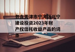 包含天津市宁河区兴宁建设投资2023年财产权信托收益产品的词条