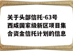 关于头部信托-63号西咸国家级新区项目集合资金信托计划的信息