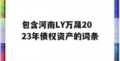 包含河南LY万晟2023年债权资产的词条