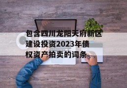 包含四川龙阳天府新区建设投资2023年债权资产拍卖的词条