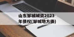 山东邹城城资2023年债权(邹城地方债)