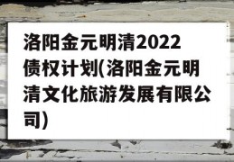 洛阳金元明清2022债权计划(洛阳金元明清文化旅游发展有限公司)