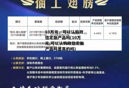 10万元，可以认购政信定融产品吗(10万元,可以认购政信定融产品吗是真的吗)