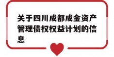 关于四川成都成金资产管理债权权益计划的信息