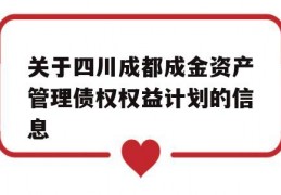 关于四川成都成金资产管理债权权益计划的信息