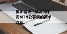 国企信托--邹城银行间MTN公募债的简单介绍