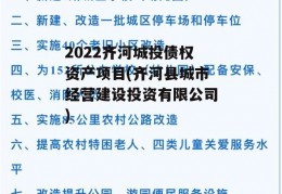 2022齐河城投债权资产项目(齐河县城市经营建设投资有限公司)