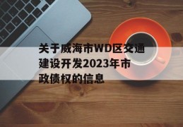 关于威海市WD区交通建设开发2023年市政债权的信息