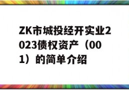 ZK市城投经开实业2023债权资产（001）的简单介绍