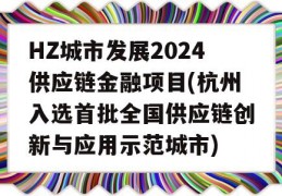 HZ城市发展2024供应链金融项目(杭州入选首批全国供应链创新与应用示范城市)