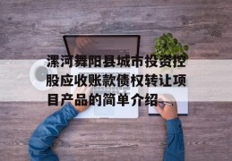 漯河舞阳县城市投资控股应收账款债权转让项目产品的简单介绍