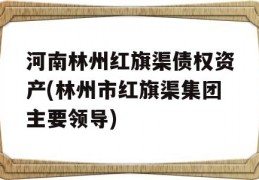 河南林州红旗渠债权资产(林州市红旗渠集团主要领导)