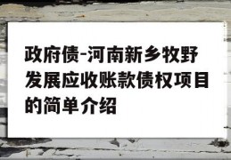 政府债-河南新乡牧野发展应收账款债权项目的简单介绍