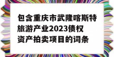 包含重庆市武隆喀斯特旅游产业2023债权资产拍卖项目的词条