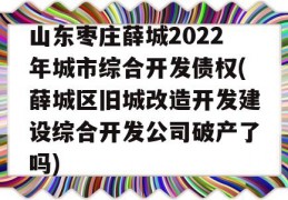 山东枣庄薛城2022年城市综合开发债权(薛城区旧城改造开发建设综合开发公司破产了吗)