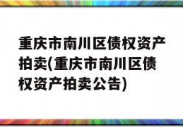 重庆市南川区债权资产拍卖(重庆市南川区债权资产拍卖公告)