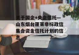 关于国企+央企信托—山东烟台蓬莱非标政信集合资金信托计划的信息