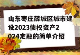 山东枣庄薛城区城市建设2023债权资产2024定融的简单介绍