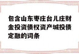 包含山东枣庄台儿庄财金投资债权资产城投债定融的词条