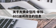 关于大央企信托-非标803湖州政信的信息