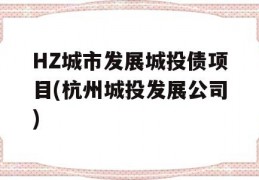 HZ城市发展城投债项目(杭州城投发展公司)