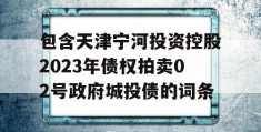 包含天津宁河投资控股2023年债权拍卖02号政府城投债的词条