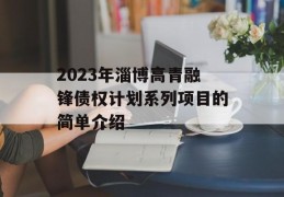 2023年淄博高青融锋债权计划系列项目的简单介绍