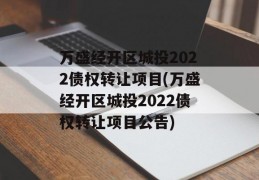 万盛经开区城投2022债权转让项目(万盛经开区城投2022债权转让项目公告)