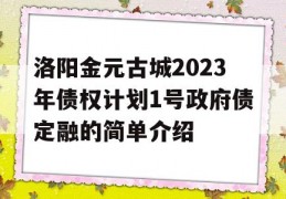 洛阳金元古城2023年债权计划1号政府债定融的简单介绍