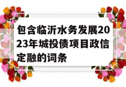 包含临沂水务发展2023年城投债项目政信定融的词条