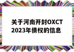 关于河南开封OXCT2023年债权的信息