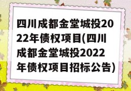 四川成都金堂城投2022年债权项目(四川成都金堂城投2022年债权项目招标公告)