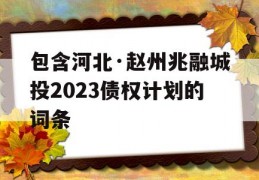 包含河北·赵州兆融城投2023债权计划的词条