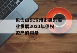 包含山东滨州市惠滨实业发展2023年债权资产的词条