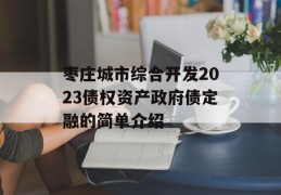 枣庄城市综合开发2023债权资产政府债定融的简单介绍