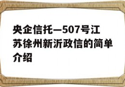 央企信托—507号江苏徐州新沂政信的简单介绍