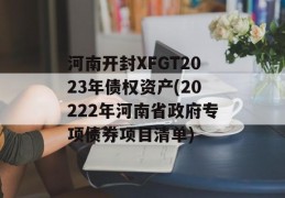 河南开封XFGT2023年债权资产(20222年河南省政府专项债券项目清单)