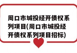 周口市城投经开债权系列项目(周口市城投经开债权系列项目招标)