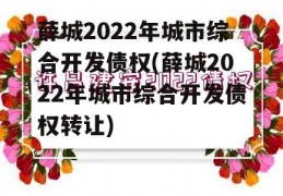 薛城2022年城市综合开发债权(薛城2022年城市综合开发债权转让)