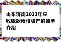 山东济南2023年应收账款债权资产的简单介绍