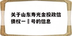 关于山东寿光金投政信债权一‬号的信息