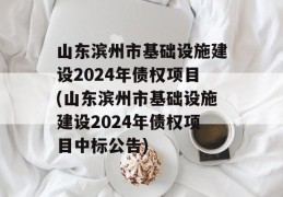 山东滨州市基础设施建设2024年债权项目(山东滨州市基础设施建设2024年债权项目中标公告)