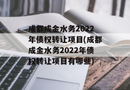 成都成金水务2022年债权转让项目(成都成金水务2022年债权转让项目有哪些)