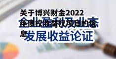 关于博兴财金2022年债权收益权项目的信息