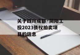 关于四川成都·简阳工投2023债权拍卖项目的信息